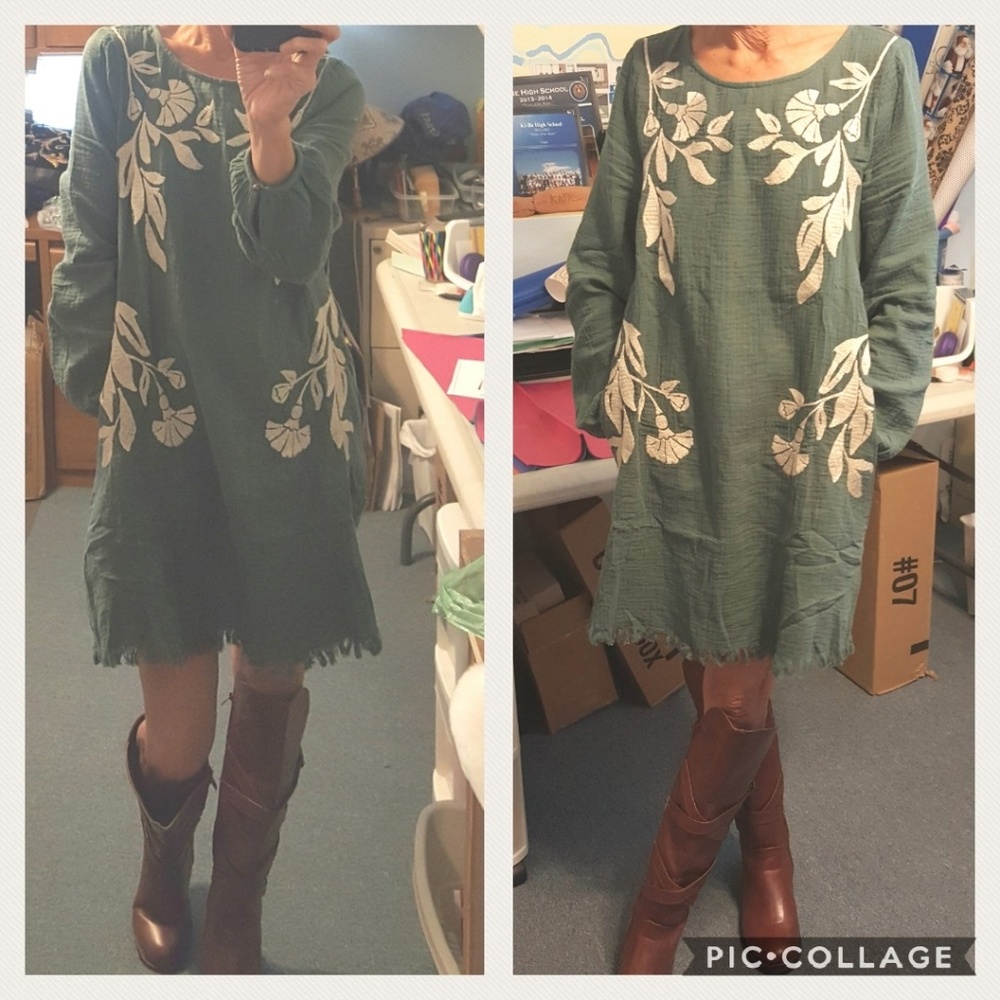 🆕️SAGE EMBROIDERED TUNIC DRESS